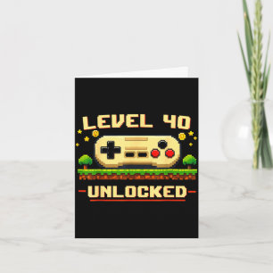 Funny level 40 unlocked video game 40th birthday card