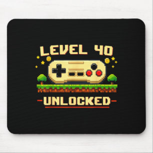 Funny level 40 unlocked video game 40th birthday mouse mat