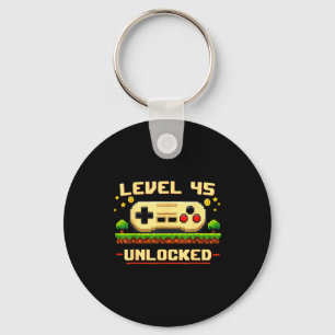 Funny level 45 unlocked video game 45th birthday key ring
