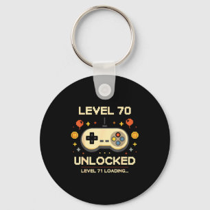 Funny level 70 unlocked gamer 70th birthday video key ring