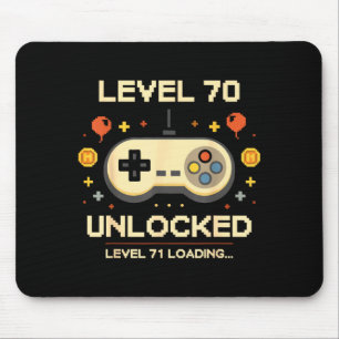 Funny level 70 unlocked gamer 70th birthday video mouse mat
