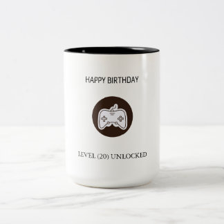 Funny Level Unlocked Video Gamer Birthday  Two-Tone Coffee Mug