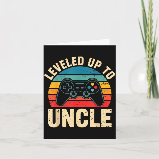 Funny Leveled Up To Uncle Video Gamers Gaming Cute Card (Front)