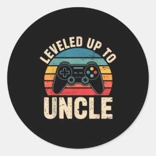 Funny Leveled Up To Uncle Video Gamers Gaming Cute Classic Round Sticker