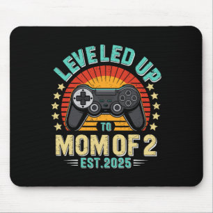 Funny Levelled Up To Mum Of 2 Mother's Day Retro V Mouse Mat