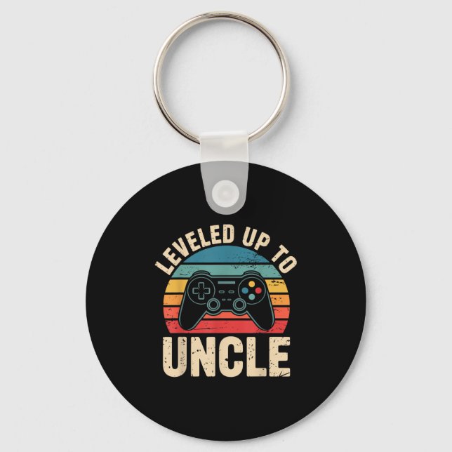Funny Levelled Up To Uncle Video Gamers Gaming Cut Key Ring (Front)