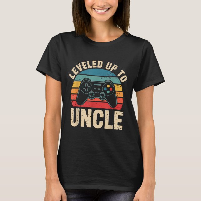 Funny Levelled Up To Uncle Video Gamers Gaming Cut T-Shirt (Front)