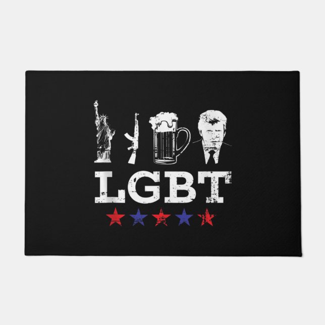 Funny LGBT Liberty Beer Trump Funny LGBT Doormat (Front)