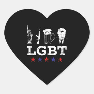 Funny LGBT Liberty Beer Trump Funny LGBT Heart Sticker