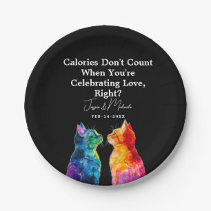 Funny LGBT Purrfectly Yours: A Rainbow Love Story  Paper Plate