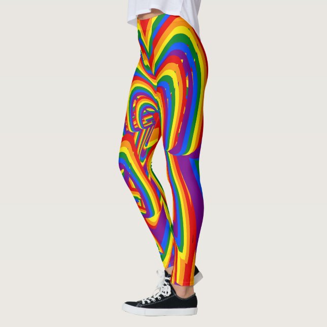Funny LGBT Rainbow Flag Colours Pattern Gay Pride Leggings (Left)