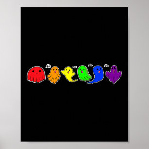 Funny Lgbtq Boo Ghost Spooky Halloween Rainbow Gay Poster