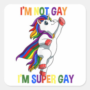 Funny LGBTQ Super Gay Unicorn  Square Sticker