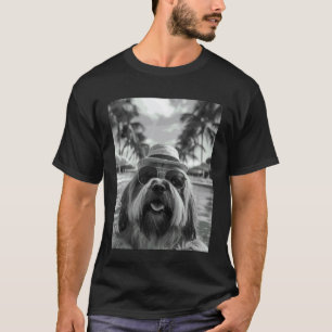 Funny Lhasa Apso Selfie Dog Summer Vacation T-Shirt