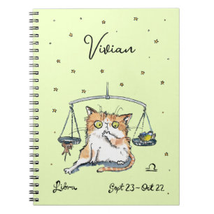 Funny Libra Zodiac Cat Star sign horoscope Notebook