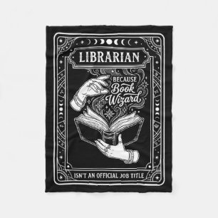 Funny librarian because book wizard mystical magic fleece blanket