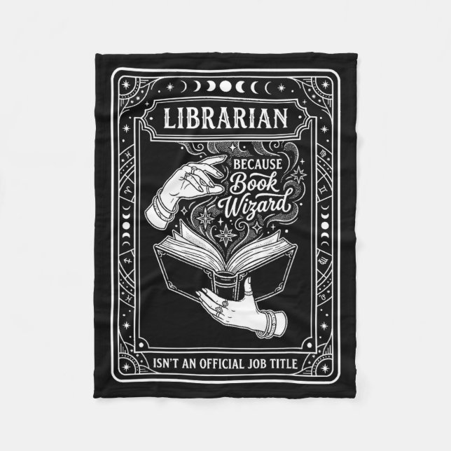 Funny librarian because book wizard mystical magic fleece blanket (Front)