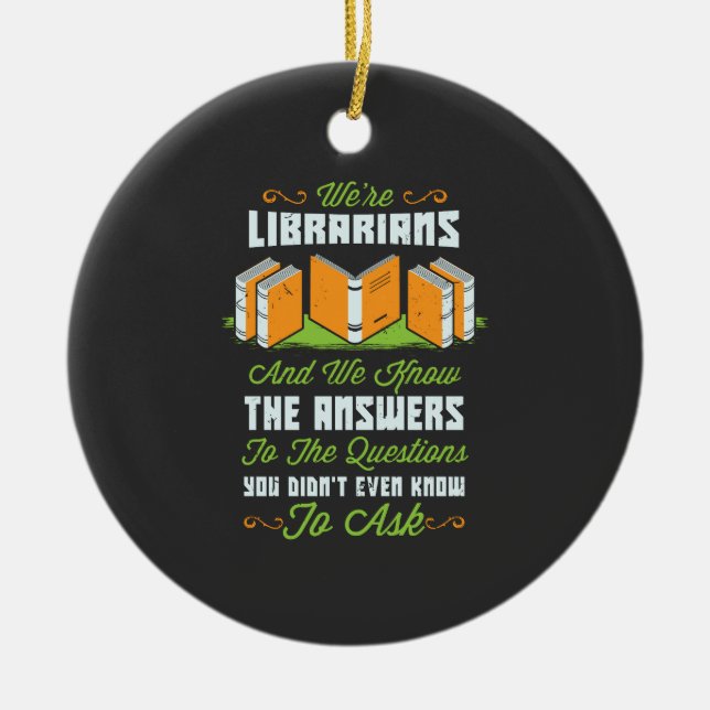 Funny Librarian Gifts Ceramic Tree Decoration (Front)