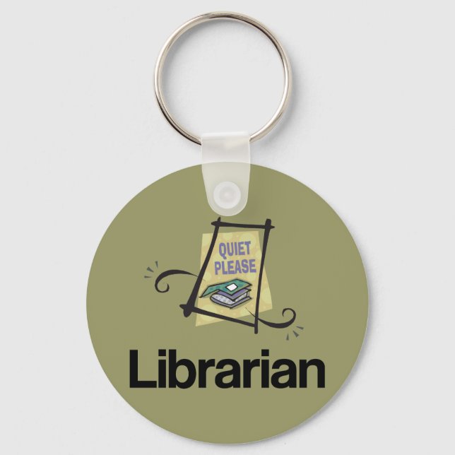 Funny Librarian Quiet Please Library Gift Key Ring (Front)