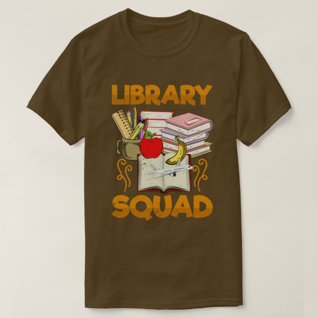 Funny Library Squad Book Nerd Reading Librarian T-Shirt (Design Front)