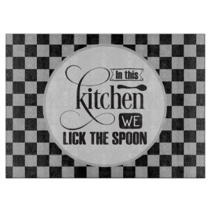 funny lick the spoon word art kitchen cutting board