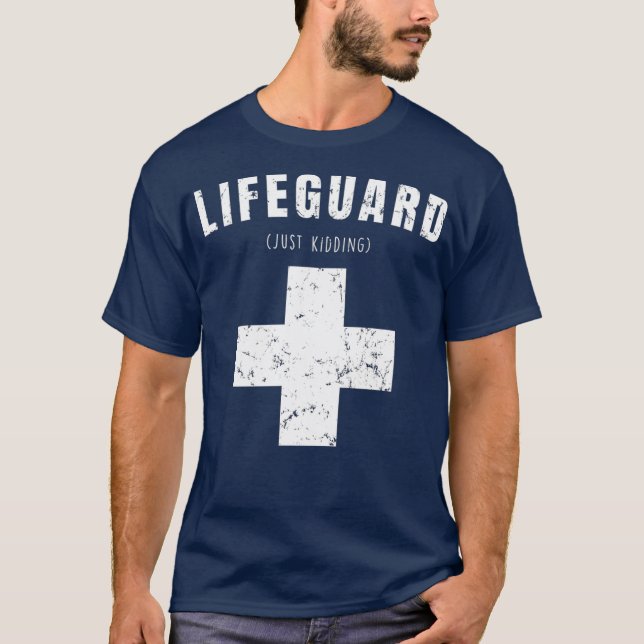 Funny Life Guard Design for Beach and Pool T-Shirt (Front)