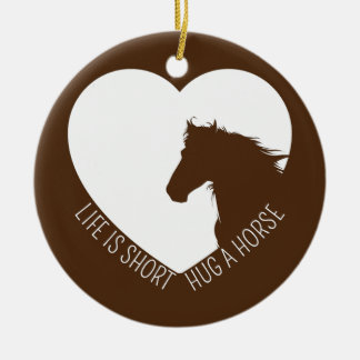 Funny Life is Short Hug a Horse Horse Girl Ceramic Tree Decoration