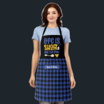 Funny Life is Short Lick The Spoon Plaid Pattern Apron<br><div class="desc">Funny and cool apron to make cooking more fun. Personalised gift for family and friends who love cooking,  baking and trying new recipe in the kitchen. Customise the wording to fit your occasion. You can use the Design Tool to further change the font type,  font colour and font size.</div>