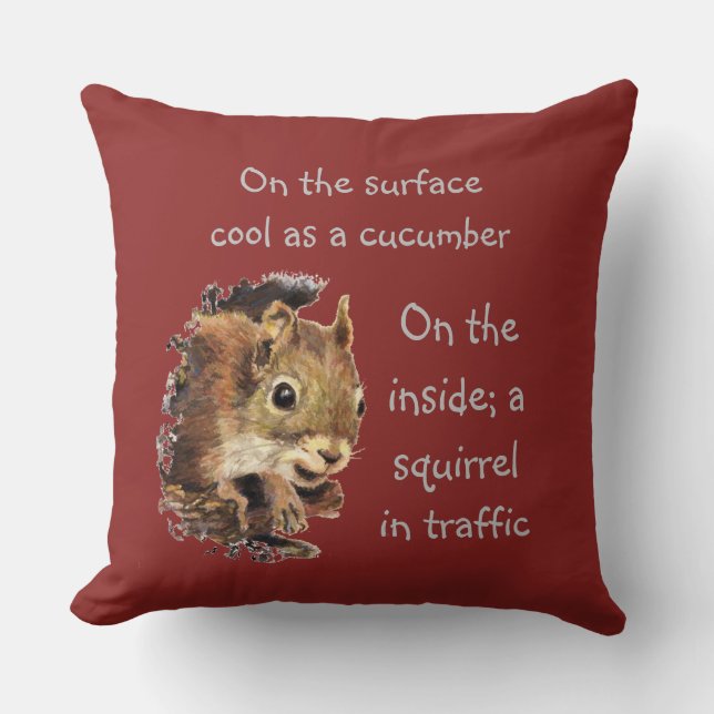 Funny Life Quote Surface Cool Inside Squirrel   Cushion (Front)