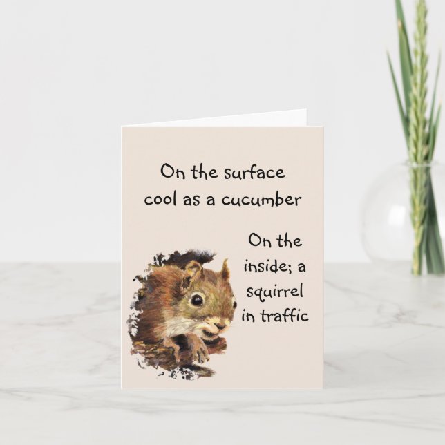 Funny Life Quote Surface Cool Inside Squirrel   Note Card (Front)