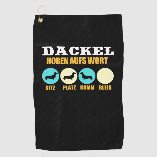 Funny Life With Dachshund Dog Golf Towel (Front)