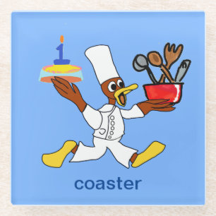 Funny Light Blue Chef Ducky Kazoo Coaster