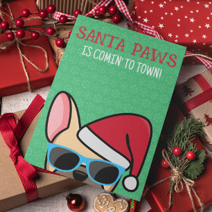 Funny Light Fawn Frenchie Santa Paws Christmas Card
