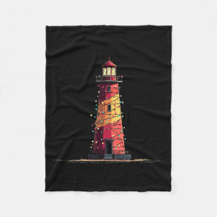 Funny Lighthouse Christmas Graphics Lights Lover  Fleece Blanket