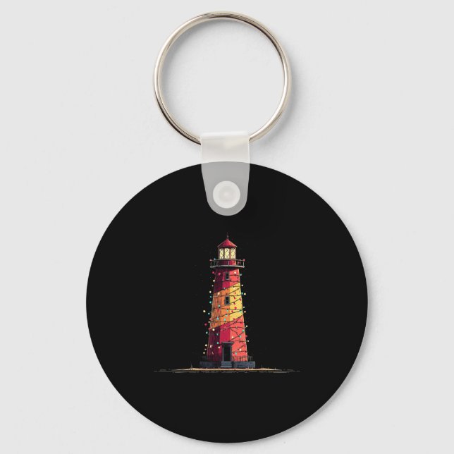 Funny Lighthouse Christmas Graphics Lights Lover  Key Ring (Front)