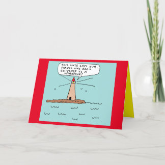 Funny Lighthouse Christmas Present Cartoon Holiday Card