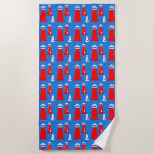 Funny Lighthouse Pattern Beach Towel