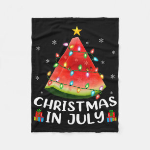 Funny Lighting Watermelon Xmas Tree Summer Christm Fleece Blanket