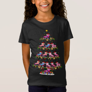 Funny Lights Xmas Santa Roller Derby Christmas Tre T-Shirt