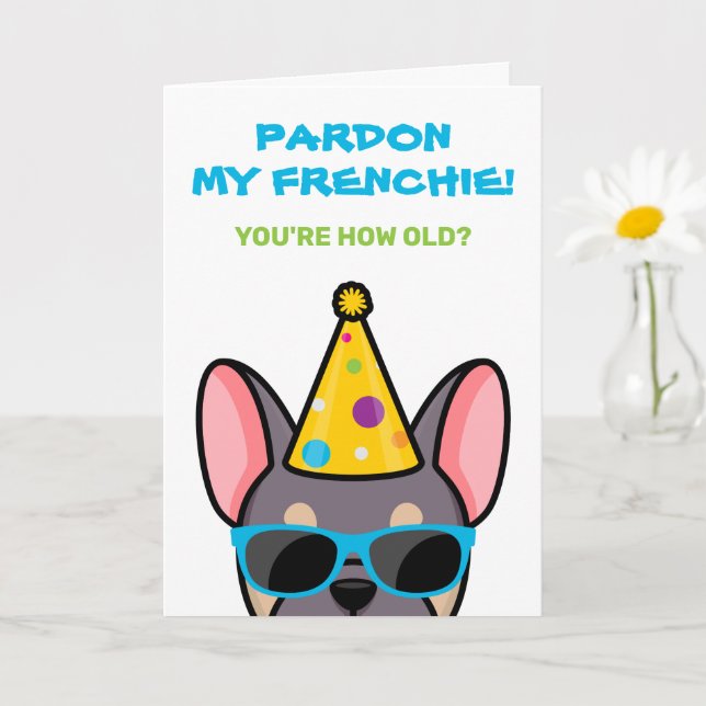 Funny Lilac Tan French Bulldog Frenchie Birthday C Card (Small Plant)