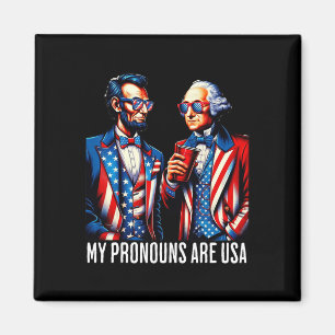 Funny Lincoln Washington 4th Of July Patriotic Pro Magnet