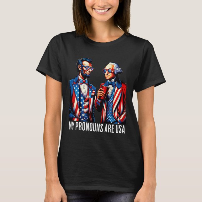 Funny Lincoln Washington 4th Of July Patriotic Pro T-Shirt (Front)
