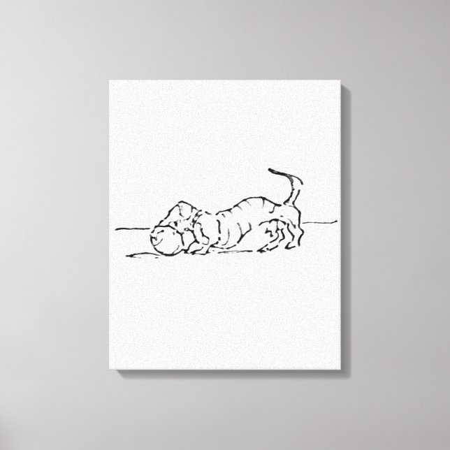 Funny Line Art Sausage Dog  Canvas Print (Front)