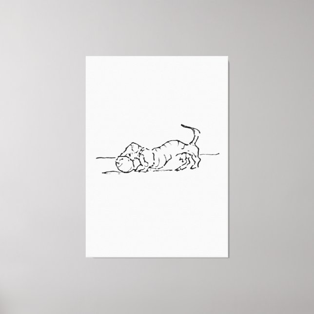 Funny Line Art Sausage Dog  Canvas Print (Front)