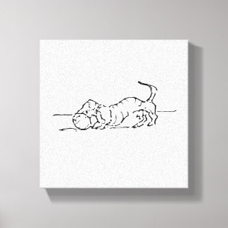 Funny Line Art Sausage Dog Canvas Print