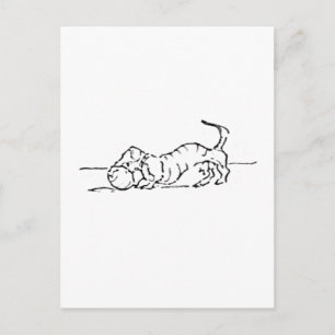 Funny Line Art Sausage Dog  Postcard