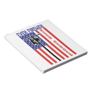 Funny Lineman Firemen American Flag Quote Notepad