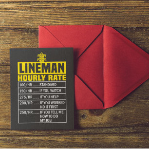 Funny Lineman Hourly Rate Postcard