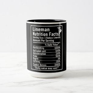 Funny Lineman Nutritional Facts Two-Tone Coffee Mug