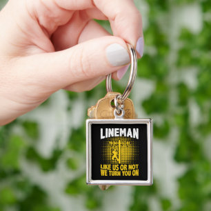Funny Lineman Quote Electrician Wire Cable Key Ring